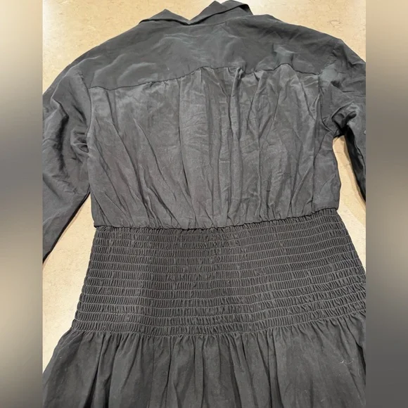 NWT FUTURE COLLECTIVE Collard Long Sleeve Smocked Midi Shirtdress - Sz: XXS - Picture 12 of 16